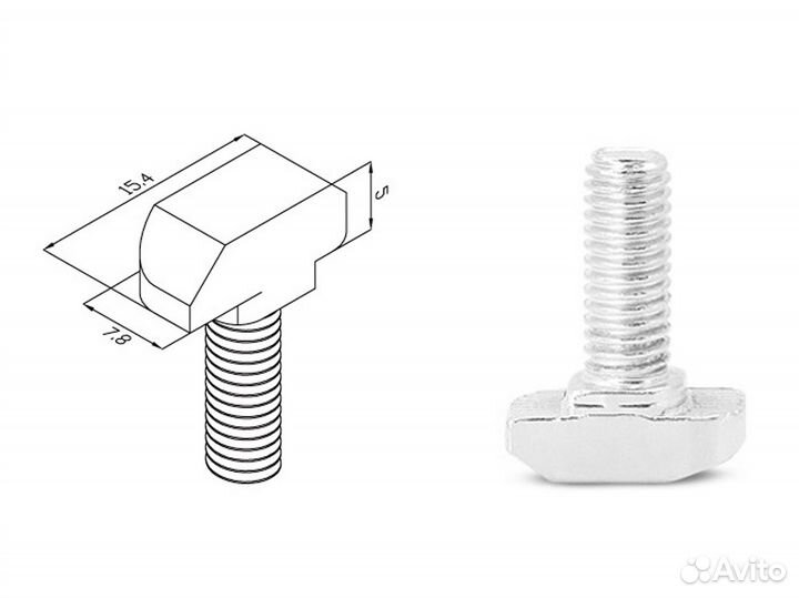 Т-образный пазовый болт профиль 2020 \ 3030
