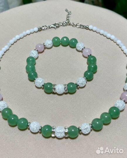 Браслеты чокер/колье серьги из натуральных камней