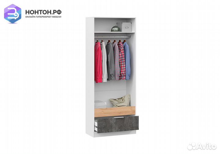 Шкаф 2-х створчатый Чарли белый / дуб крафт золото