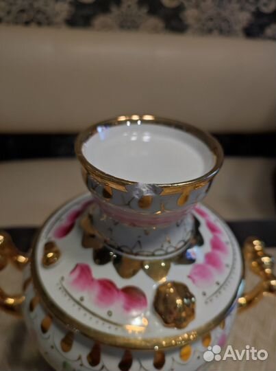 Самовар фарфоровый гжель