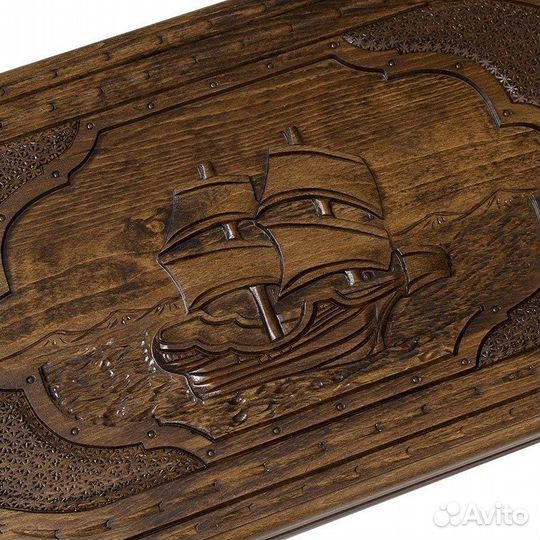 Нарды и шашки резные На полных парусах 60 х 60 см бук Армения 62585