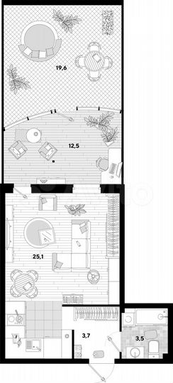Квартира-студия, 64,4 м², 2/16 эт.