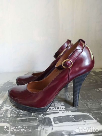 Туфли спелая черешня, бордо, лак р.39-40