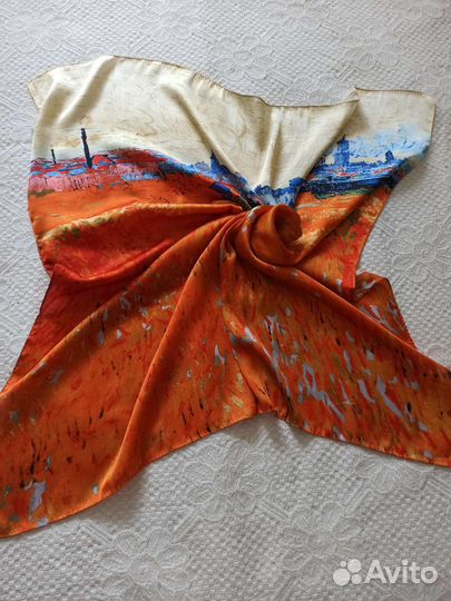 Платок 70 на 70 см а-ля Ван Гог на шею косынка