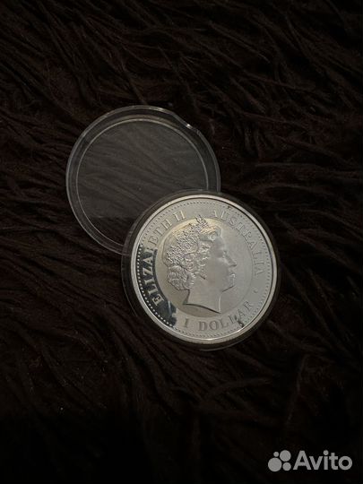 1 доллар 2001 года. Змея. 1 oz. Серебряная монета