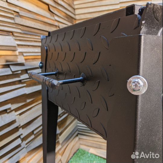 Мангал разборный 800 мм с полками и дровницей