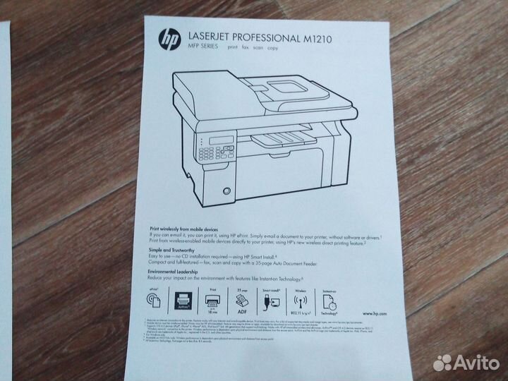 Лазерное мфу HP LaserJet M1212nf Новый картридж