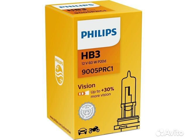 Лампа галогеновая HB3 Philips Vision +30% 12V 65W