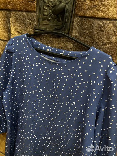 Платье в горошек 54 индиго