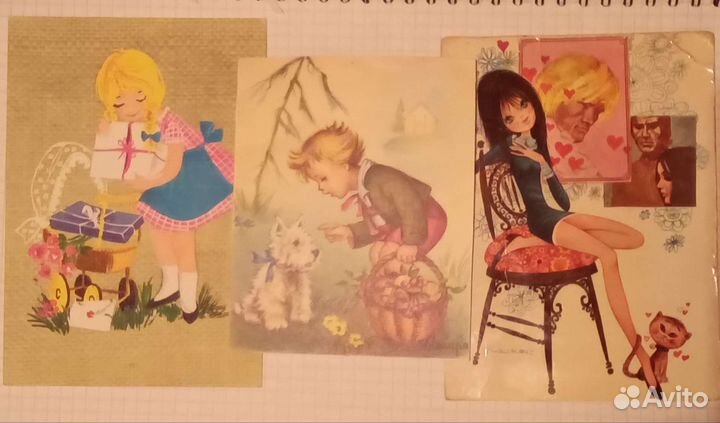 Стерео, художественные открытки, винтаж