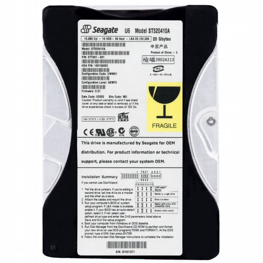 [ST320410A] Жесткий Диск Seagate 20,4gb Ide 3.5" St320410a