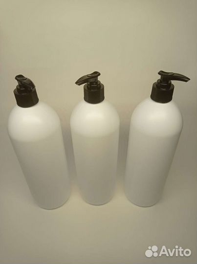 Бутылка 1 литр белая пнд с помпой дозатором