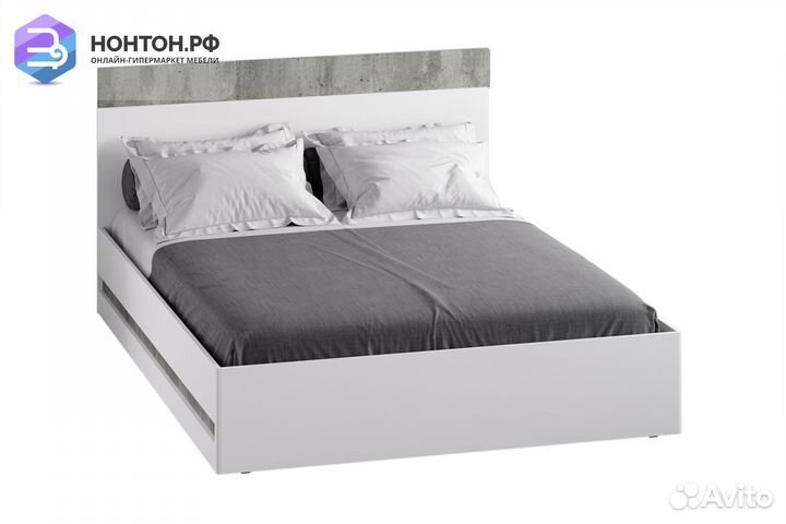 Кровать Инстайл бетон / белый