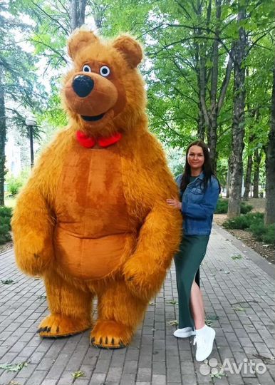 Ростовая кукла надувной белый бурый Медведь