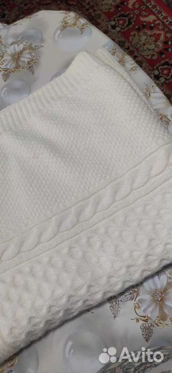 Плед детский вязаный с мехом + покрывало