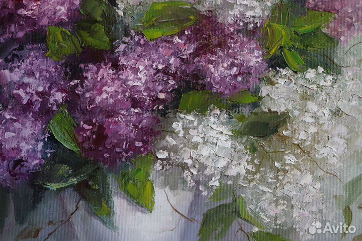 Картина маслом Сирень в Белой Вазе 40х50см