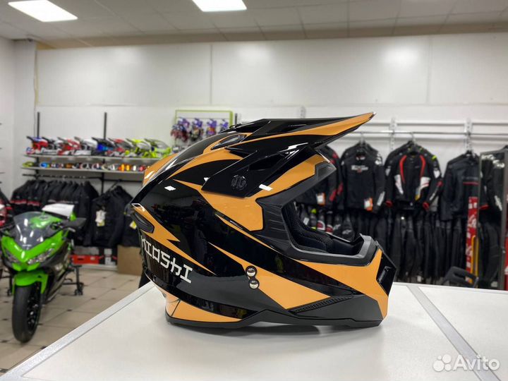 Шлем kioshi кроссовый Black/Yellow