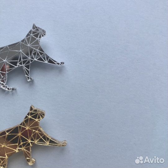Зеркальная Брошь Кошка