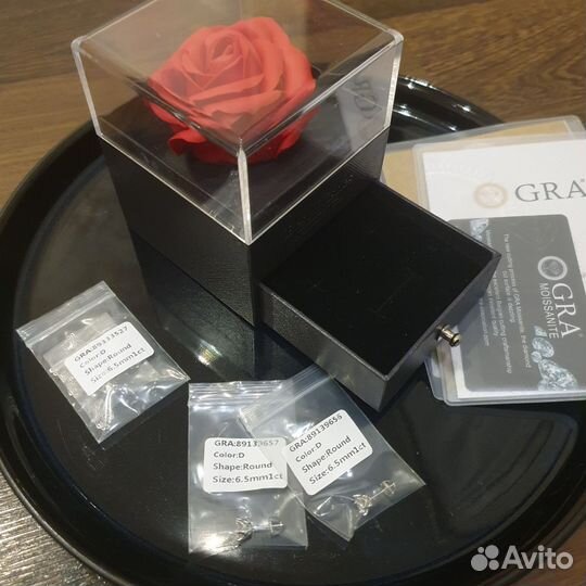 Серьги кулон и коробка с розой