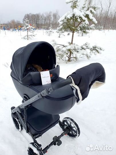 Коляска riko basic ozon 2 в 1 чёрная экокожа