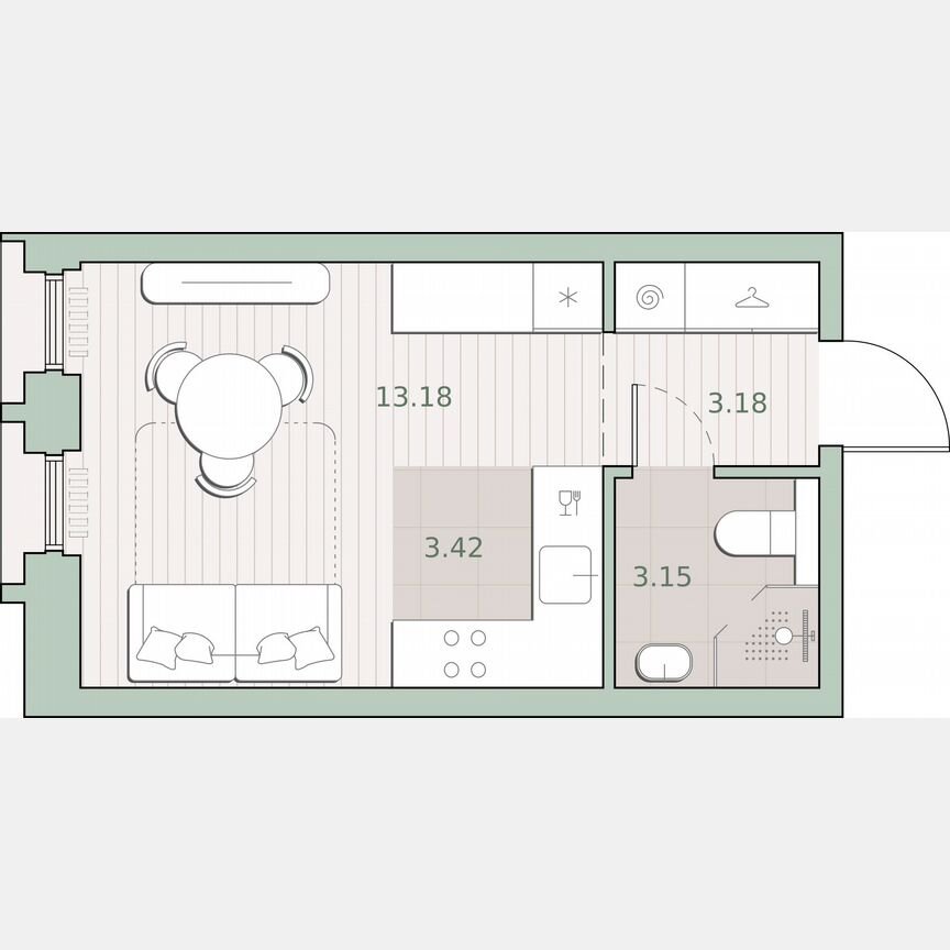Квартира-студия, 22,9 м², 20/44 эт.