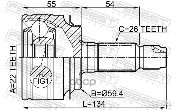 Шрус наружный 22x60x26 febest 0310-civat 0310-C