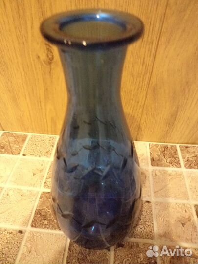 Вазочка.Толстое синее стекло