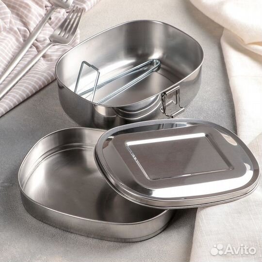 2 шт. Контейнер для еды из нержавеющей стали с дер