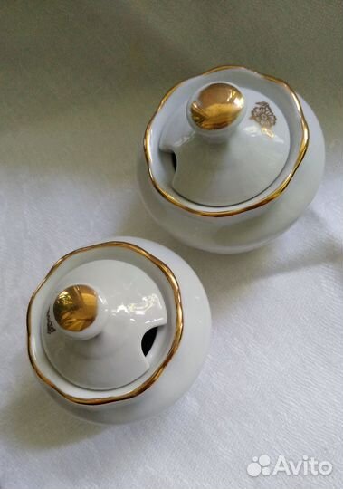 Соусник с крышкой, икорница, фарфор СССР, 50 мл