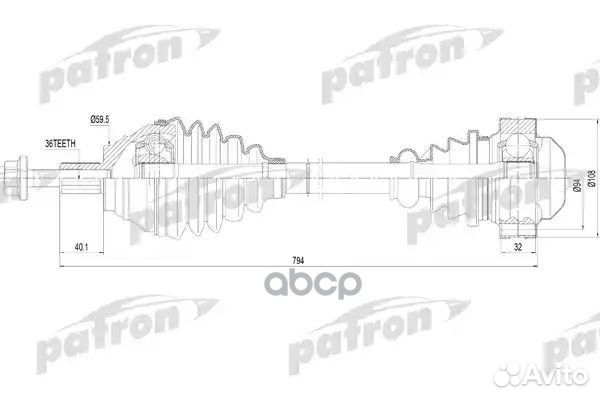 Полуось правая 36x792x59,5 audi: A3 03- seat: leon