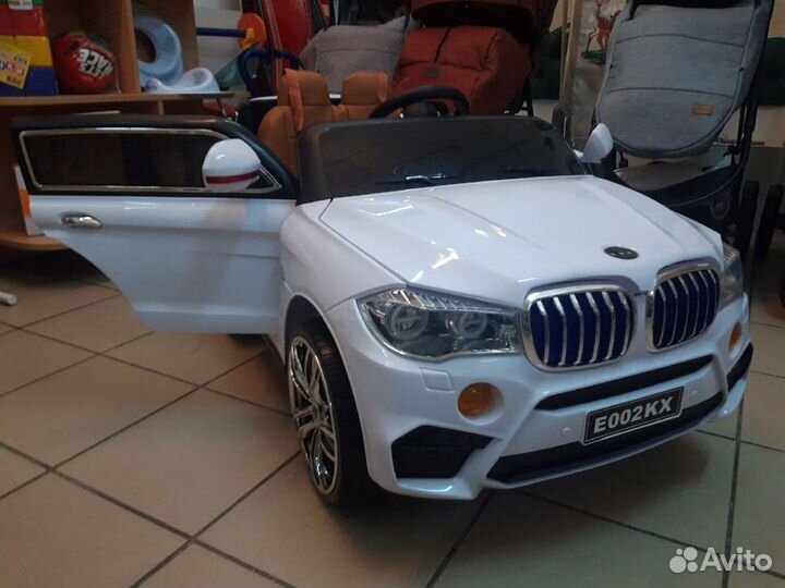 Детский электромобиль белый бмв с пультом новый