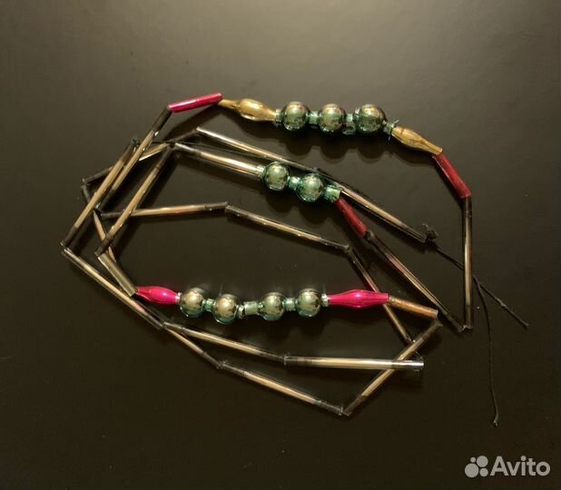 Бусы Мельница Лодка стеклярус елочная игрушка СССР