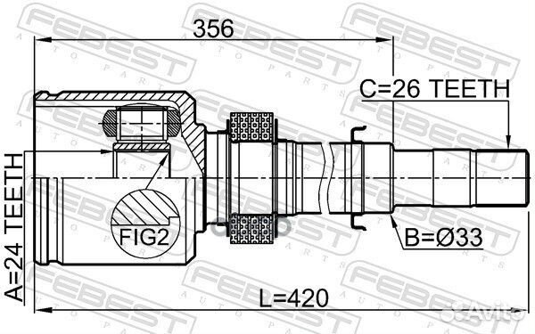 Шрус внутренний правый 24x33x26 nissan tiida JP