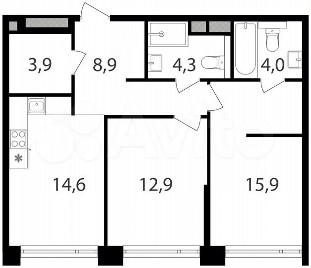 2-к. квартира, 64,5 м², 20/21 эт.