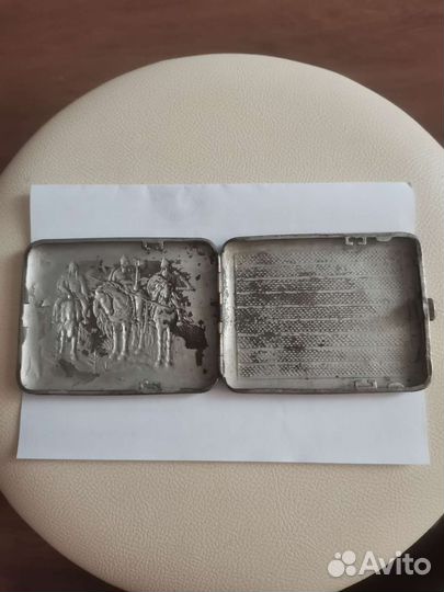 Портсигар Три богатыря. Мельхиор 40 года