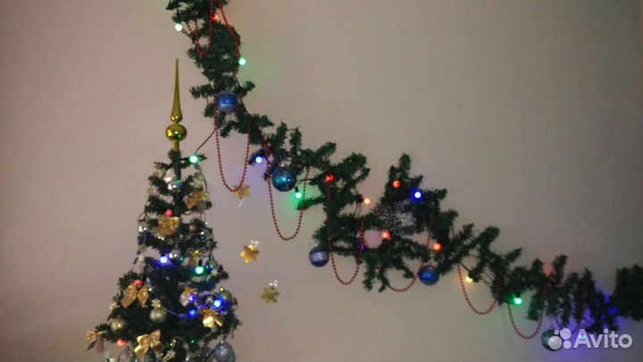 Новогодняя растяжка, венок с подсвечниками