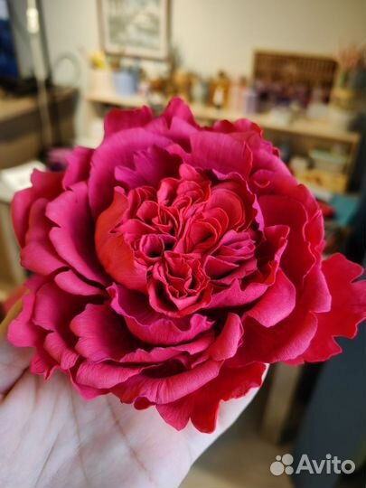 Брошь-чокер роза 15 см. Ручная работа