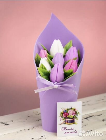 Букет из Мыльных цветов тюльпаны к 8 марта