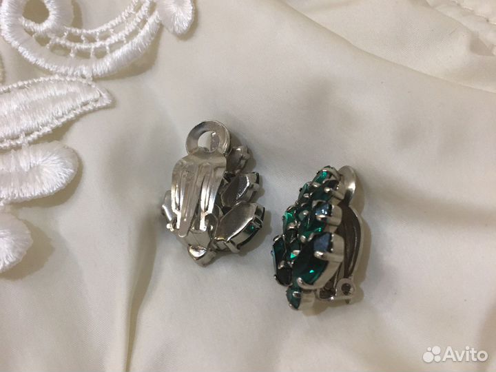 Редкие старинные н-р брошь кольцо и клипсы винтаж