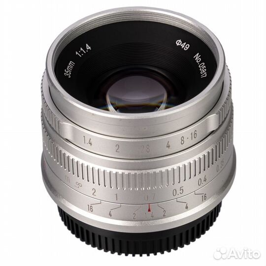 Объектив 7artisans 35mm F1.4 APS-C M43, серебряный