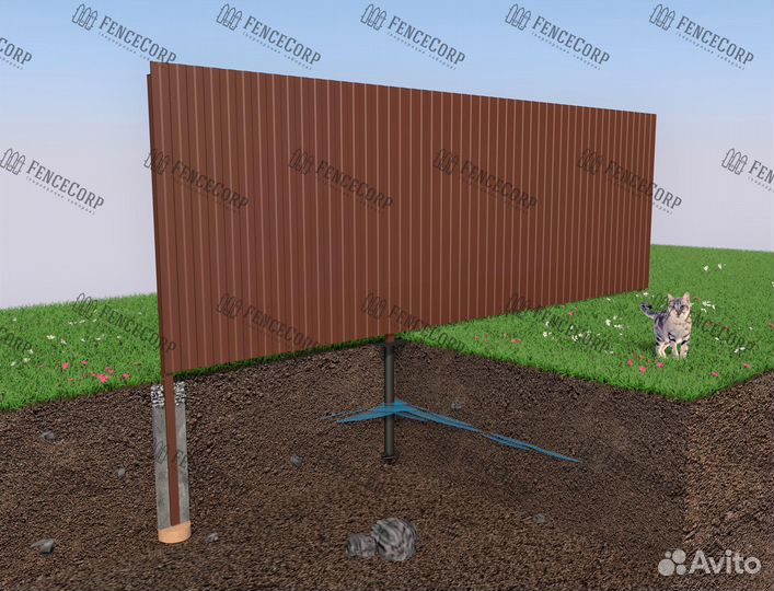 Забор из профнастила для дачи 2 м. 0.45 мм. C8