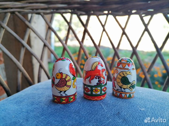 Наперстки деревянные. Борецкая роспись