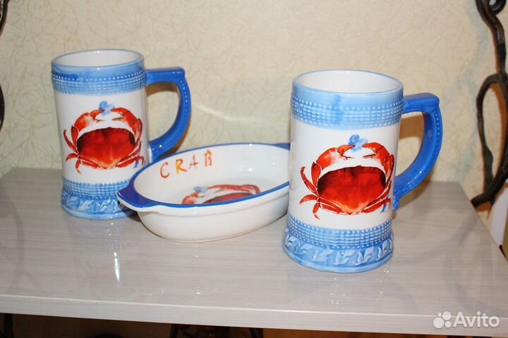 Набор пивных кружек и блюдо