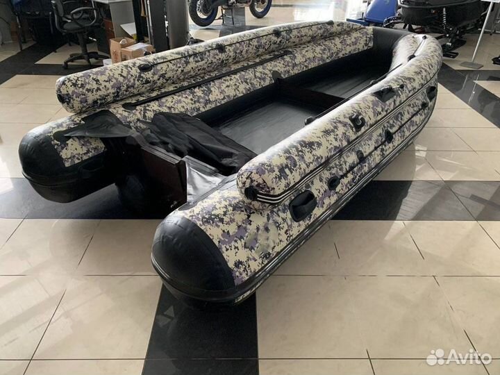 Лодка пвх allaska-390 drive LUX камуфляж (серый)