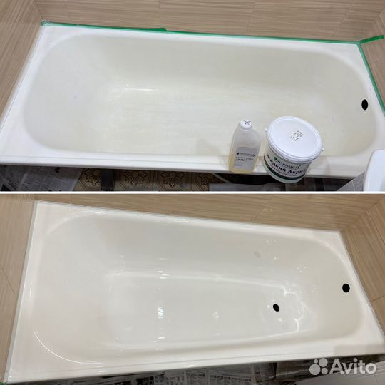 Реставрация ванн жидким акрилом, литьевым мрамором