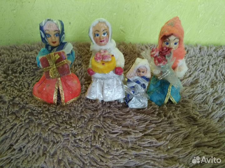 Новогодние игрушки, куклы из ваты