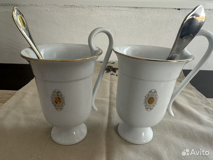 Винтажные кофейные кружки с ложкой