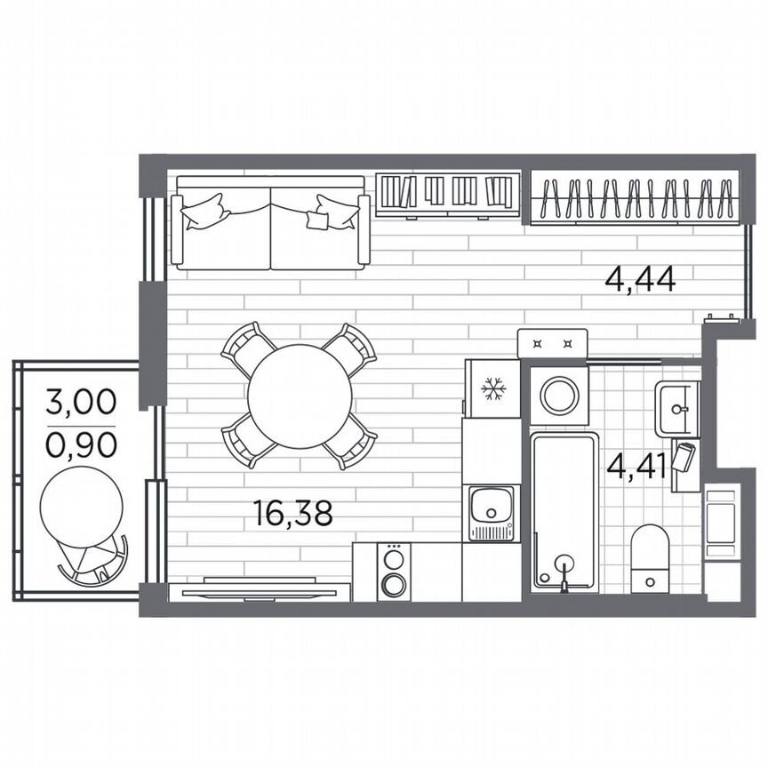 Квартира-студия, 26,1 м², 4/5 эт.