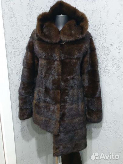 Шуба норковая с капюшоном
