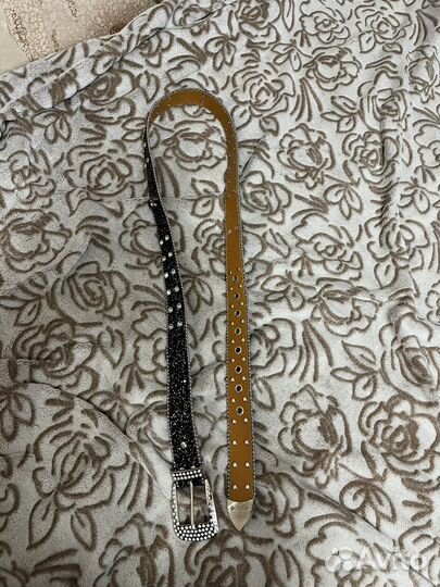 Ремень со стразами черный